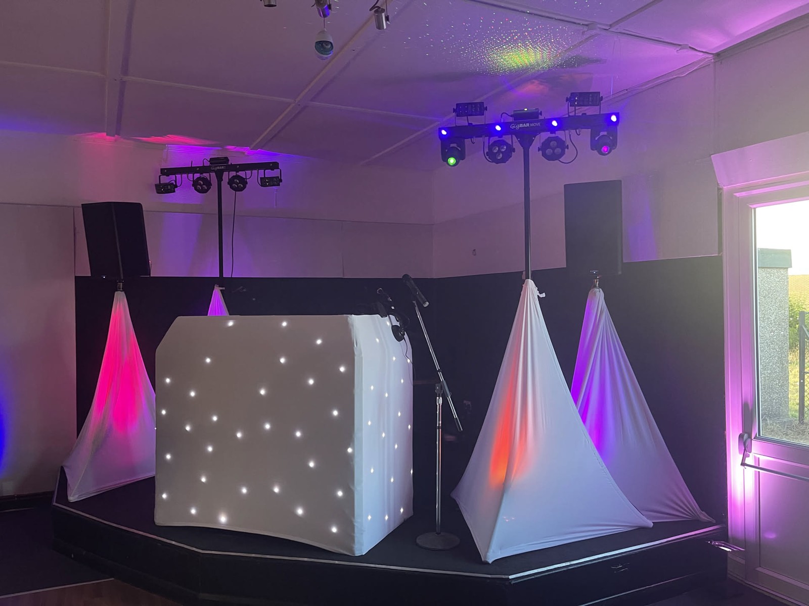 Banstead Athletic FC · A star-lit booth and colourful lighting, ready for a joint birthday party