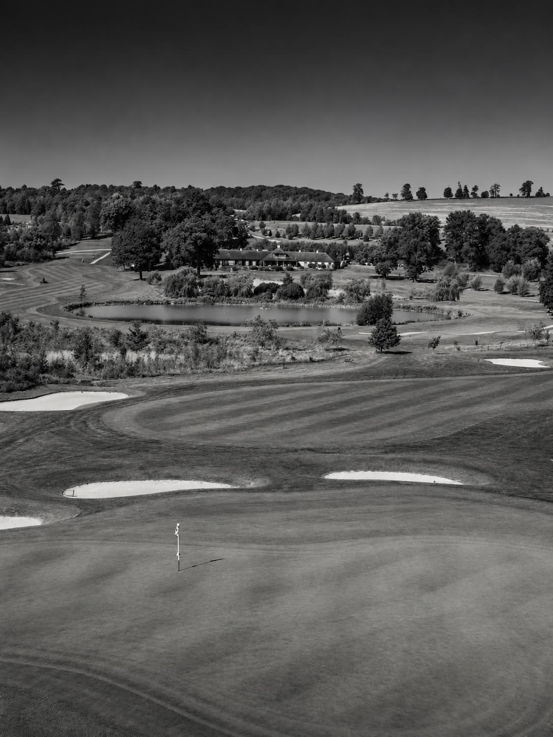 Soft monochrome venue view of Reigate Hill Golf Club
