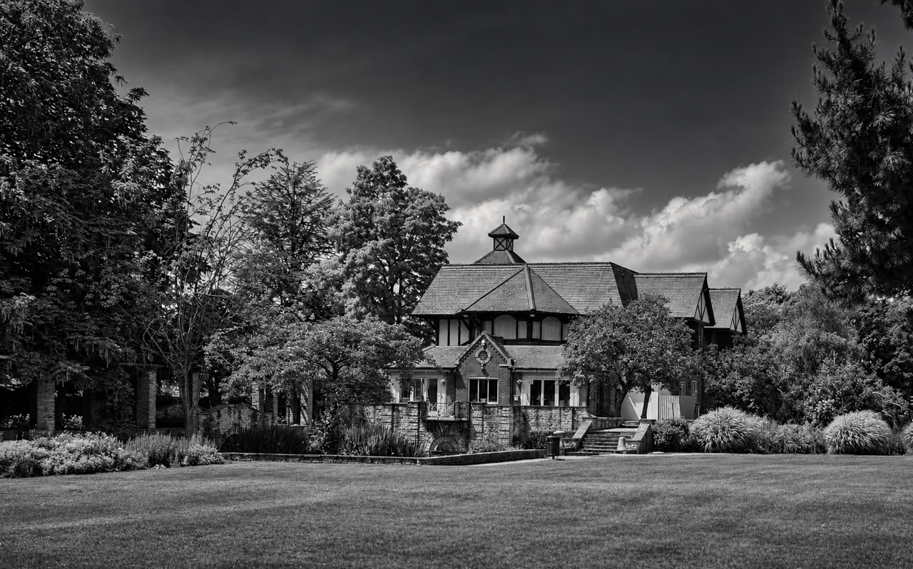 Soft monochrome venue view of The Grange