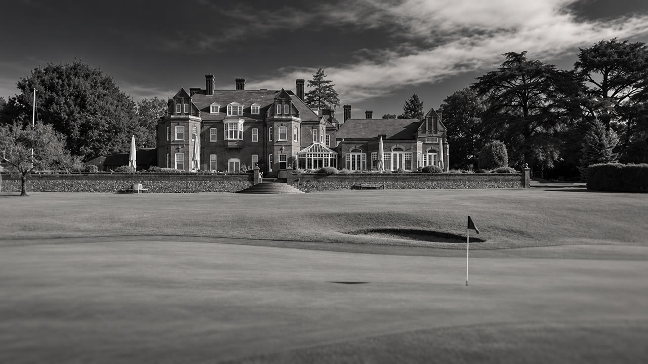 Soft monochrome venue view of Tyrrells Wood Golf Club